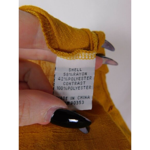 American Threads Mustard Lace Blouse L Boho Cottagecore Witch - Picture 9 of 11